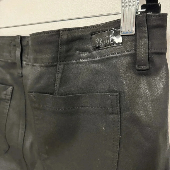 NWT $259 Paige Mayslie Straight Ankle Jean in Black Fog Luxe Coating - Black - Picture 10 of 12